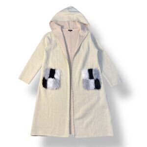 Joh Apparel Stella Knitted Sweater Coat With Faux Fur Pockets Womens‎ Size L